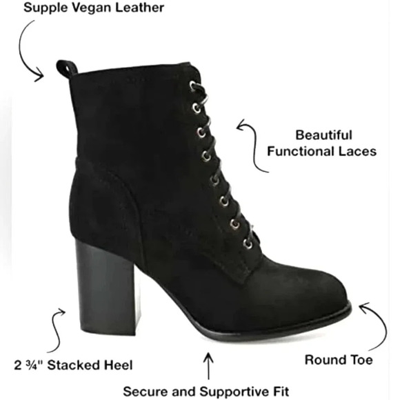 Journee Collection Women's Baylor Lace Up Bootie Size 8.5 Black - Picture 2 of 5